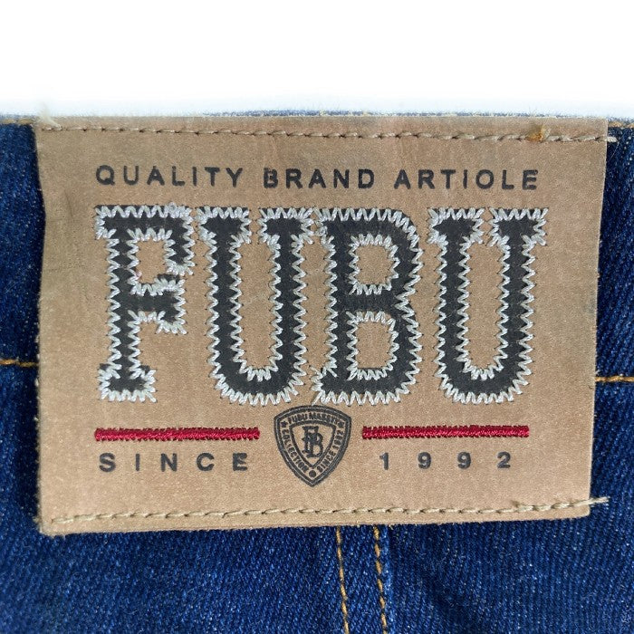 FUBU フブ ポケットロゴ刺繍 デニムカーゴパンツ インディゴ size34 瑞穂店