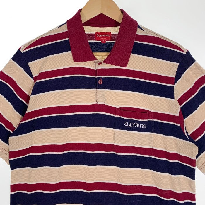 SUPREME シュプリーム 19SS Classic Logo Stripe Polo クラシックロゴ ストライプ ポロ シャツ Size M 福生店