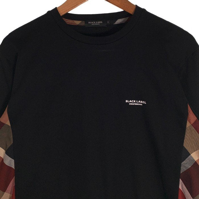 BLACK LABEL CRESTBRIDGE ブラックレーベル クレストブリッジ ロングスリーブTシャツ チェック切替 ブラック 51P88-578-09 Size M 福生店