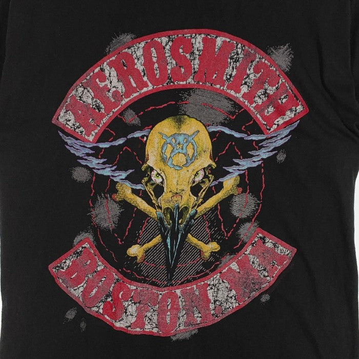 90's AEROSMITH エアロスミス PUMP TOUR 1990 プリントTシャツ ブラック PUSHEAD パスヘッド 袖裾シングル  Size L 福生店