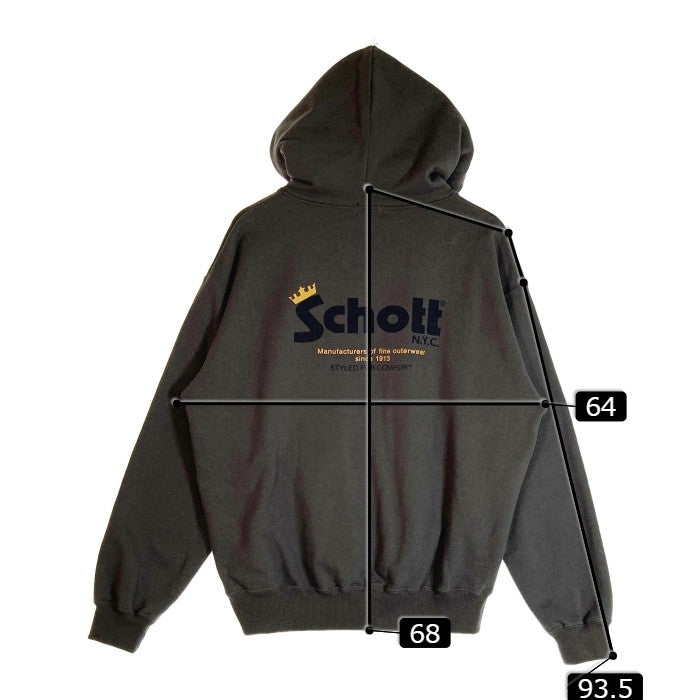 SCHOTT ショット  HOODED SWEAT CROWN LOGO 782-2231019 クラウンロゴ パーカー  チャコールグレー sizeM 瑞穂店