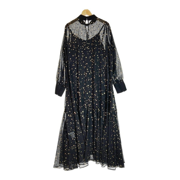 Ameri VINTAGE アメリヴィンテージ AIRY HIGH NECKED DRESS 星柄 エアリーワンピース 02020550590 ブラック sizeM 瑞穂店