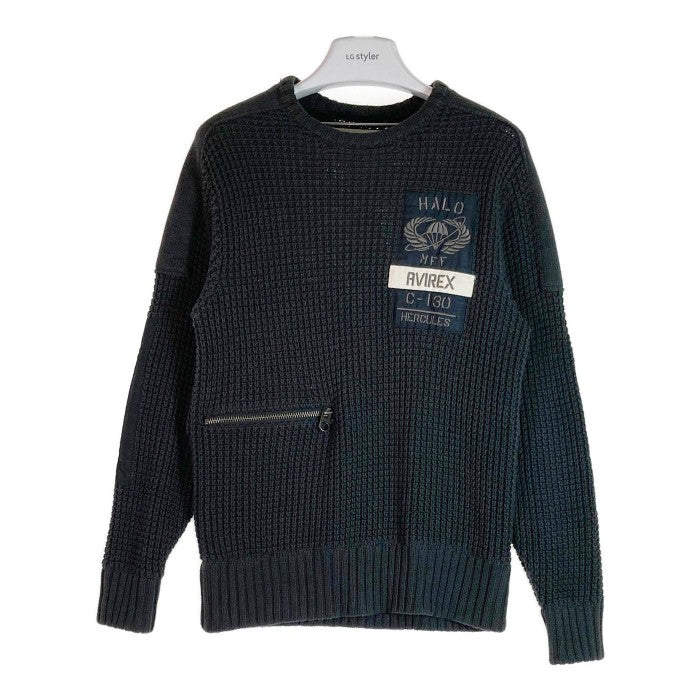 AVIREX アヴィレックス WAPPEN COTTON KNITS 肉厚コットンニット 6194017 チャコール sizeM 瑞穂店