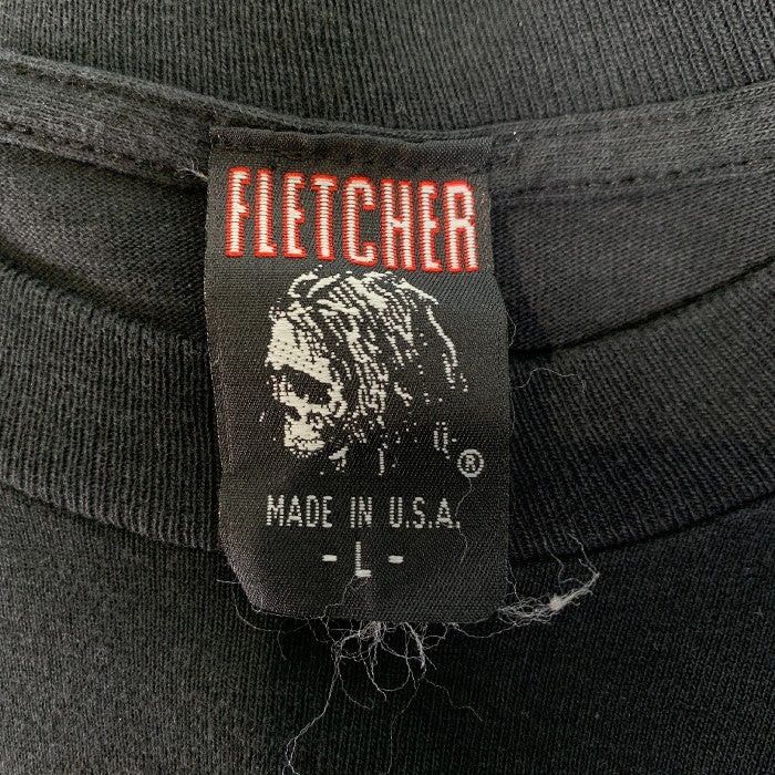 90's CHRISTIAN FLETCHER クリスチャン フレッチャー クロス トライバル プリント Tシャツ ブラック USA製 袖裾シングル Size L 福生店