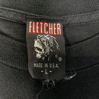 90's CHRISTIAN FLETCHER クリスチャン フレッチャー クロス トライバル プリント Tシャツ ブラック USA製 袖裾シングル Size L 福生店