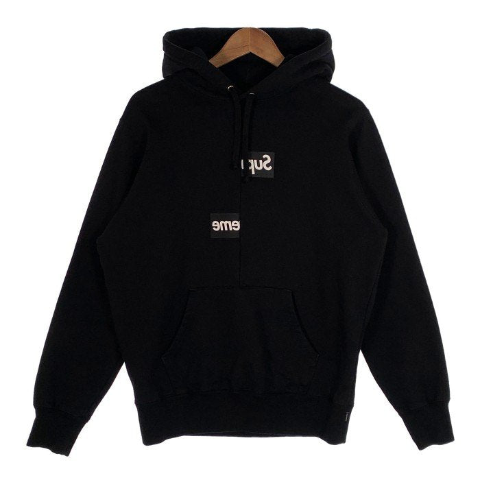 SUPREME シュプリーム 18AW COMME des GARCONS コムデギャルソン Split Box Logo Hooded Sweatshirt スプリットボックスロゴ プルオーバースウェットパーカー ブラック Size S 福生店