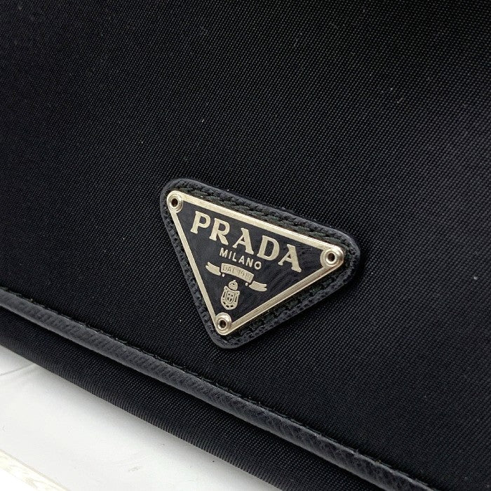 PRADA プラダ ナイロン レザー 二つ折り 長財布 レザーパイピング ブラック 福生店