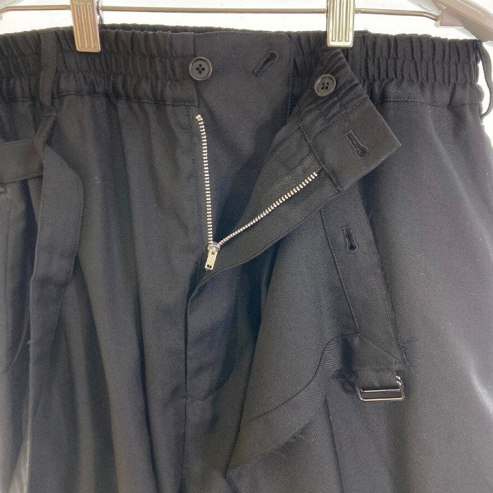 YOHJI YAMAMOTO ヨウジヤマモト UU-P09-101-1-03 S'YTE T/W GABARDINE LEFT WRAP PANTS ギャバジン レフト ワープパンツ ブラック size3 瑞穂店