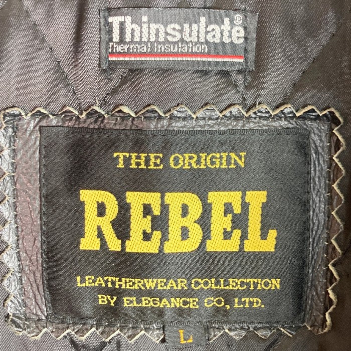 REBEL レベル レザー ライダースジャケット 本革  Thinsulateライナー付 ブラック sizeL 瑞穂店