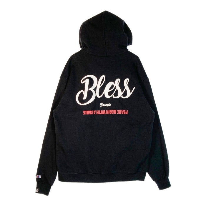 EXAMPLE×Champion エグザンプル×チャンピオン BLESS刺繍 パーカー ブラック sizeXL 瑞穂店