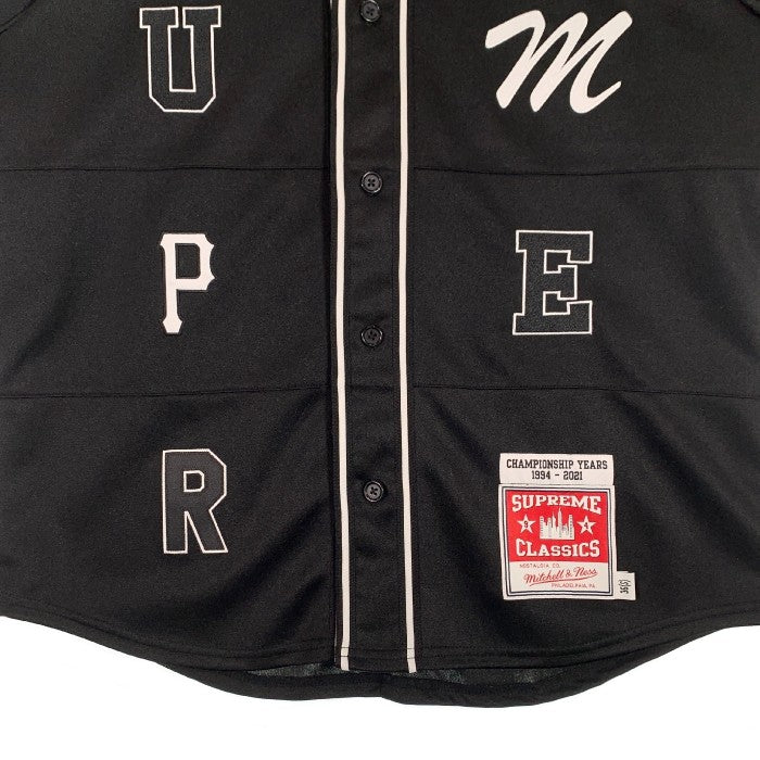 SUPREME シュプリーム 21AW Mitchell＆Ness Patchwork Baseball Jersey パッチワーク ベースボールジャージ シャツ ブラック Size S 福生店