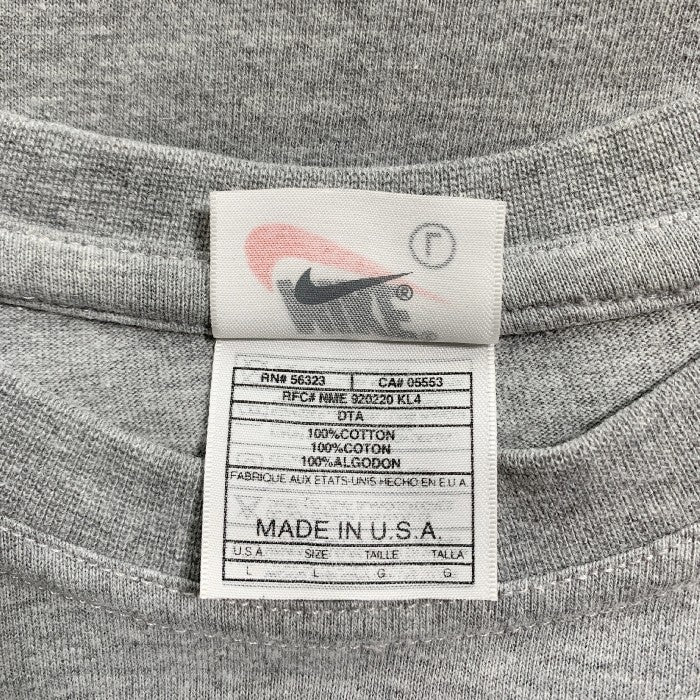 90's NIKE ナイキ ワンポイント刺繡 Tシャツ グレー USA製 Size L 福生店