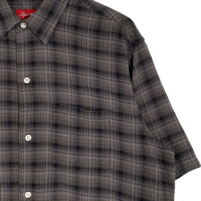 SUPREME シュプリーム 22SS Plaid S/S Shirts 半袖チェックシャツ バック刺繡ロゴ ブラック Size M 福生店