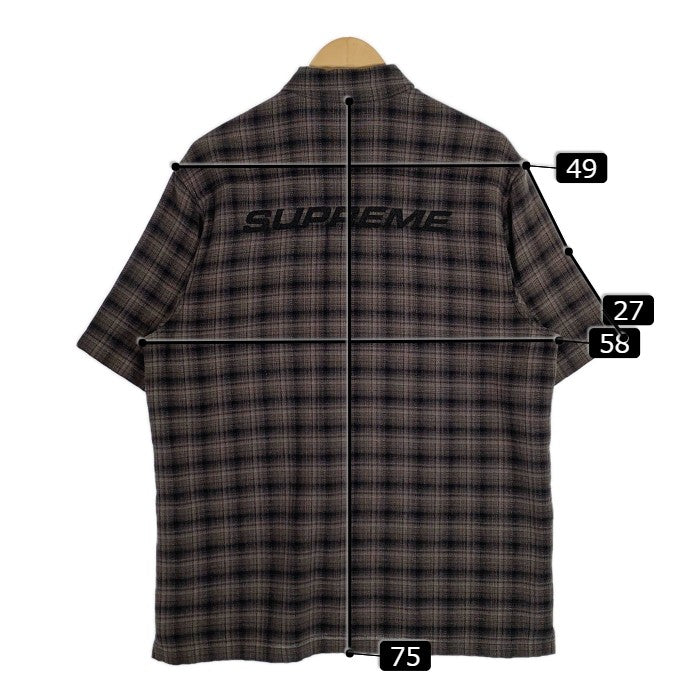 SUPREME シュプリーム 22SS Plaid S/S Shirts 半袖チェックシャツ バック刺繡ロゴ ブラック Size M 福生店