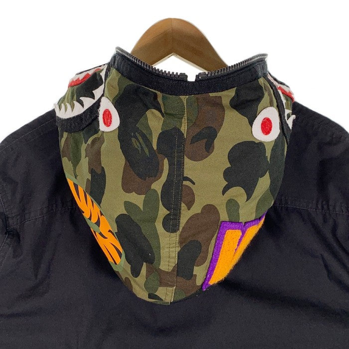 A BATHING APE アベイシングエイプ シャーク シャツジャケット ブラック 001SHG301009X Size XL 福生店