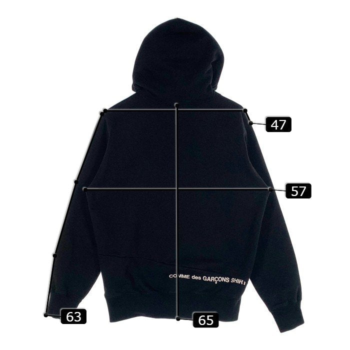 SUPREME シュプリーム 18AW COMME des GARCONS コムデギャルソン Split Box Logo Hooded  Sweatshirt スプリットボックスロゴ プルオーバースウェットパーカー ブラック Size S 福生店