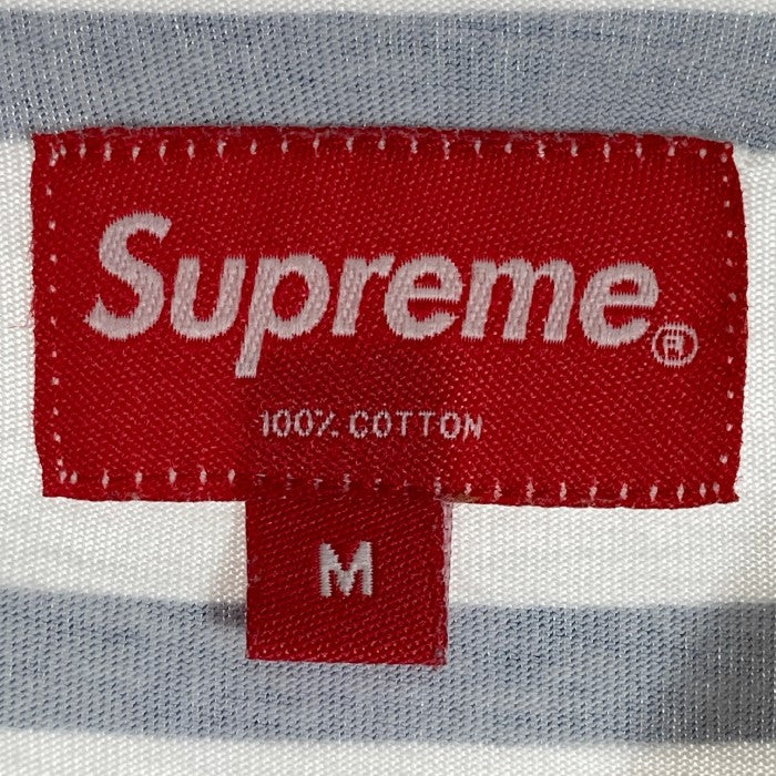 SUPREME シュプリーム 16SS Painted Stripe L/S Tee ボーダー センターロゴ 長袖  カットソー ロンT ホワイト sizeM 瑞穂店