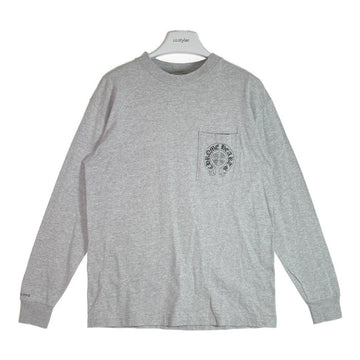 CHROME HEARTS クロムハーツ セメタリーバックプリント ホースシュークロス スクロールラベル ポケット Tシャツ グレー sizeM 瑞穂店