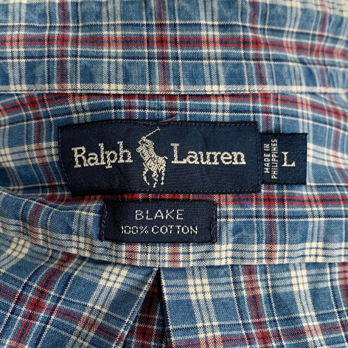 Ralph Lauren ラルフローレン BLAKE ボタンダウンシャツ チェック 半袖 ブルー Size L 福生店