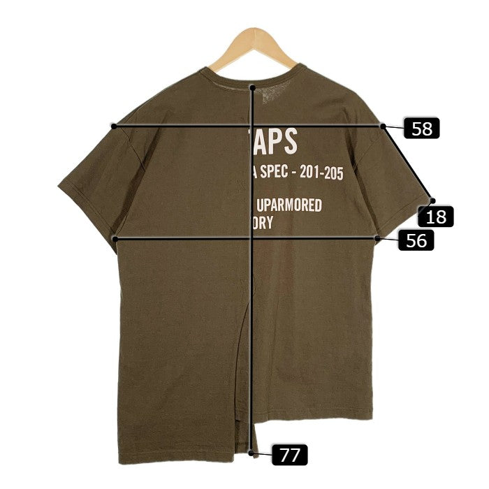 WTAPS ダブルタップス 21SS RAGS アシンメトリー プリントTシャツ オリーブ 211ATDT-CSM25 Size 02 福生店