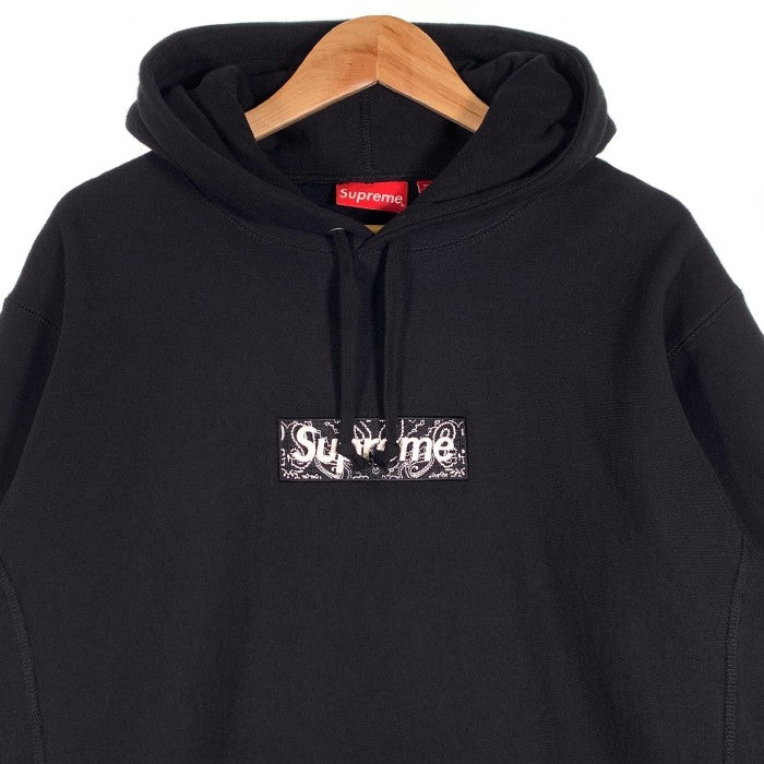 SUPREME シュプリーム 19AW Bandana Box Logo Hooded Sweatshirt バンダナボックスロゴ スウェットパーカー ブラック Size XL 福生店