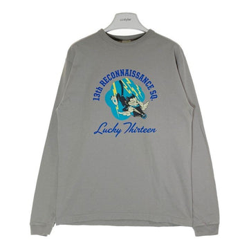 BUZZ RICKSON’S バズリクソンズ 13th RECONNAISSANCE.SQ. プリント ロングスリーブTシャツ グレー Size XL 瑞穂店
