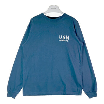 AVIREX アヴィレックス 6123451 CONSTRUCTION BATTALION 刺繍 L/S Tシャツ ブルー sizeM 瑞穂店