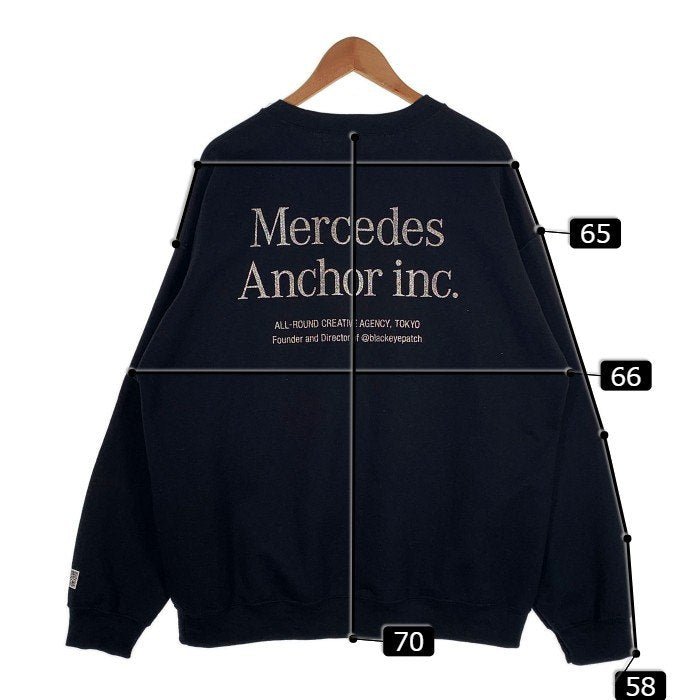 Mercedes Anchor inc. メルセデスアンカーインク グリッターロゴ プリント スウェットクルーネックトレーナー ブラック Size XL 福生店