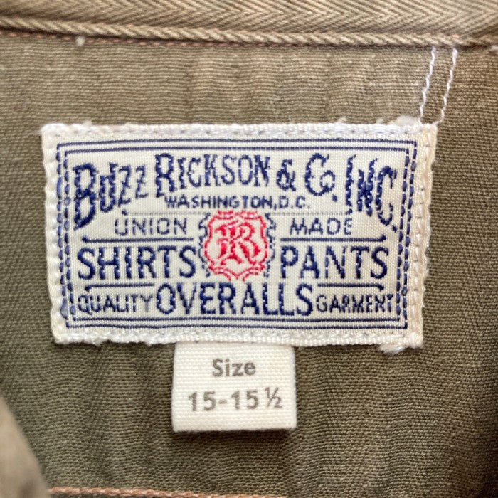 BUZZ RICKSON'S バズリックソンズ HERRINGBONE WORK SHIRT ヘリンボーン ワークシャツ カーキ size15-15 1/2 瑞穂店