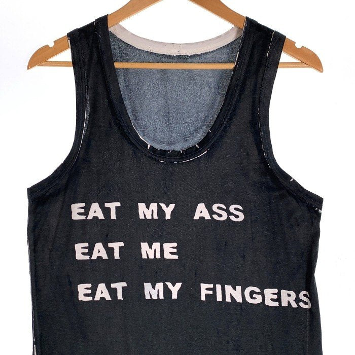 Yohji Yamamoto POUR HOMME ヨウジヤマモトプールオム 14SS EAT MY ASS ムラ染め タンクトップ ブラック Size 3 福生店