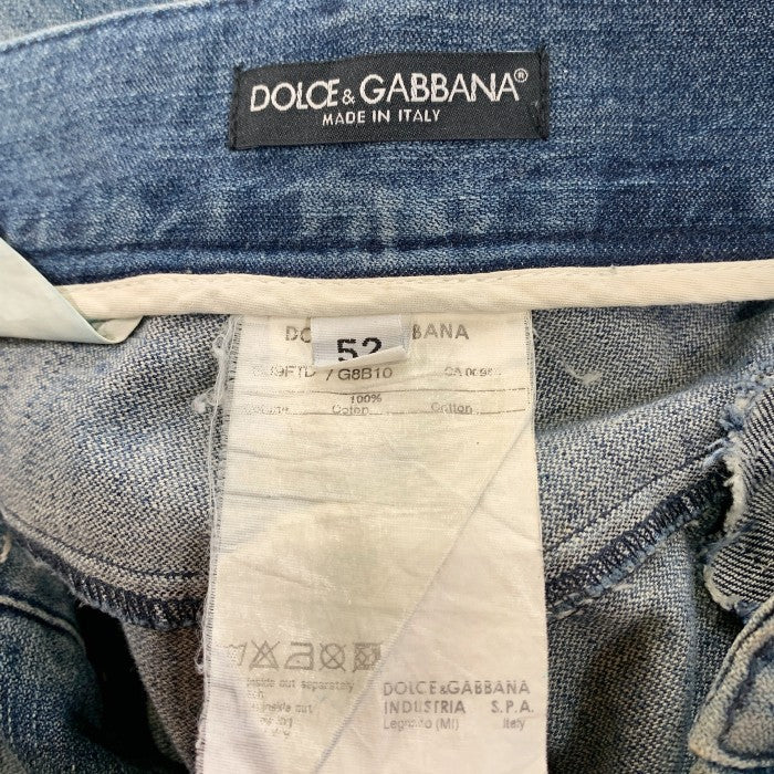 DOLCEu0026GABBANA ドルチェアンドガッバーナ ローライズ テーパードデニムパンツ クラッシュ リペア加工 インディゴ Size 52 福生店