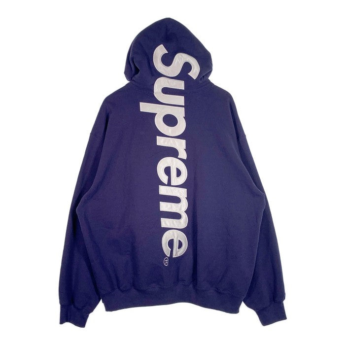 SUPREME シュプリーム 23AW Satin Applique Sweatshirts サテンアップリケ プルオーバースウェットパーカー ウォッシュネイビー Size XL 福生店