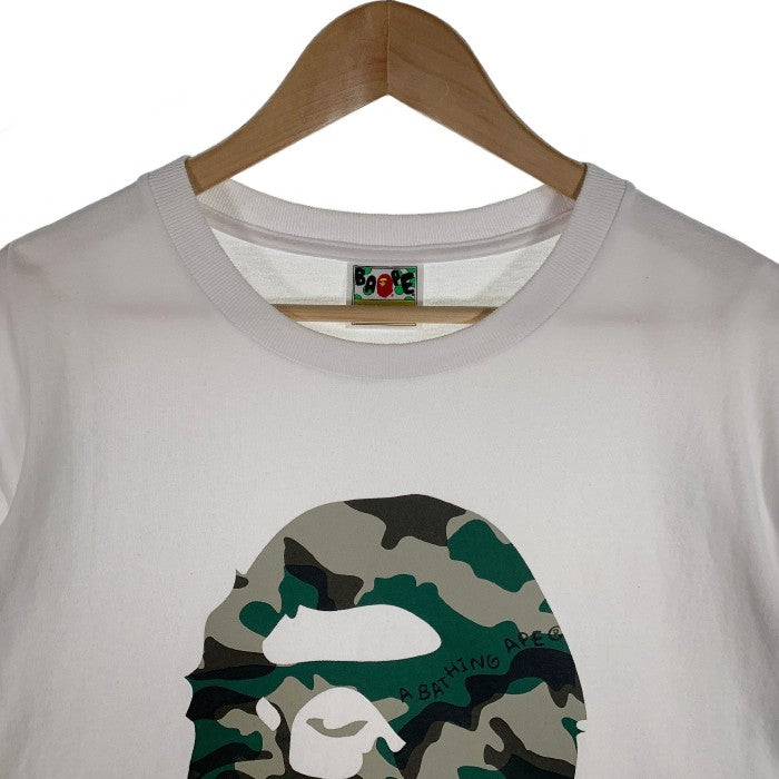 A BATHING APE アベイシングエイプ APE HEAD TEE ヘッド Tシャツ ホワイト カモフラージュ Size L 福生店