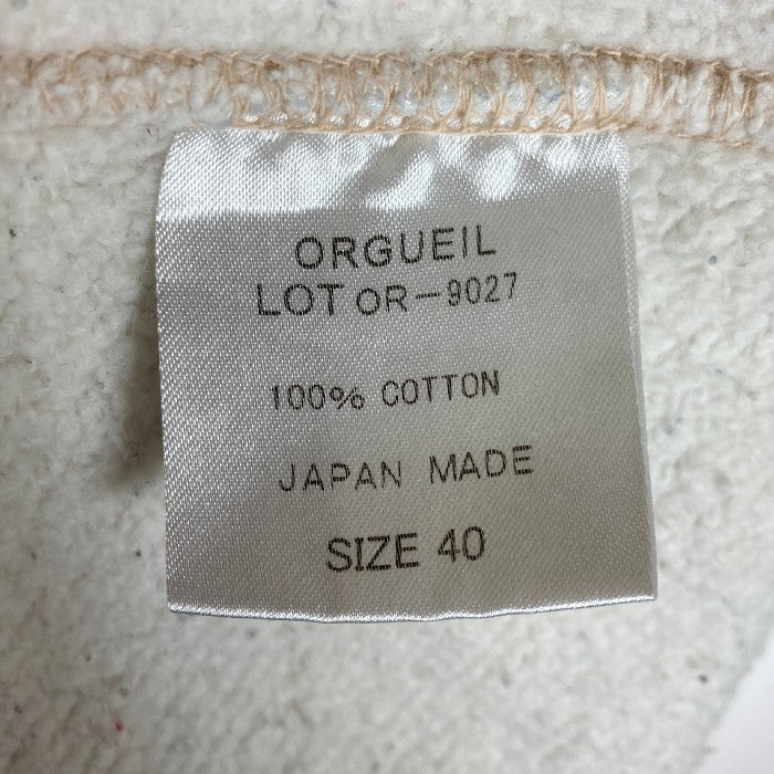 ORGUEIL オルゲイユ 吊り編み 両V フードZI スウェットパーカー OR-9027 ホワイト size40 瑞穂店