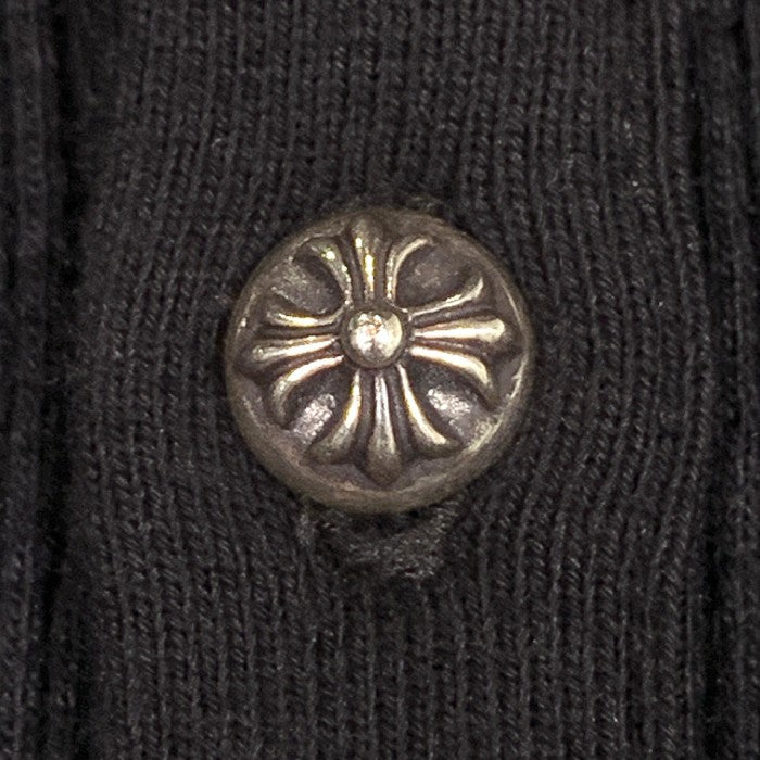 Chrome Hearts クロムハーツ CROSS BUTTON THERMAL HENLY L/S クロスレザーパッチ ヘンリーネック サーマル ロングスリーブ カットソー ブラック Size XL 福生店