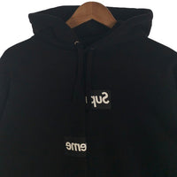 SUPREME シュプリーム 18AW COMME des GARCONS コムデギャルソン Split Box Logo Hooded Sweatshirt スプリットボックスロゴ プルオーバースウェットパーカー ブラック Size S 福生店