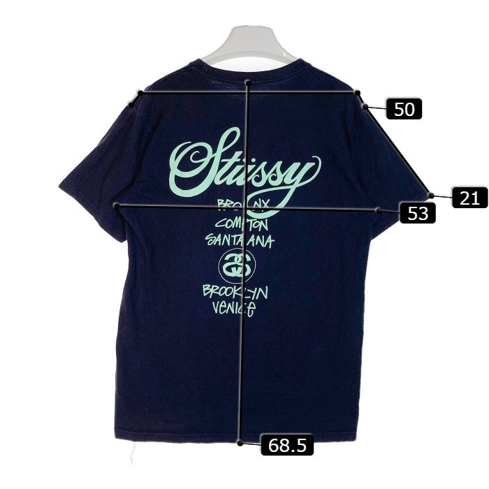 STUSSY ステューシー ロゴ バッグロゴＴシャツ ネイビー sizeM 瑞穂店