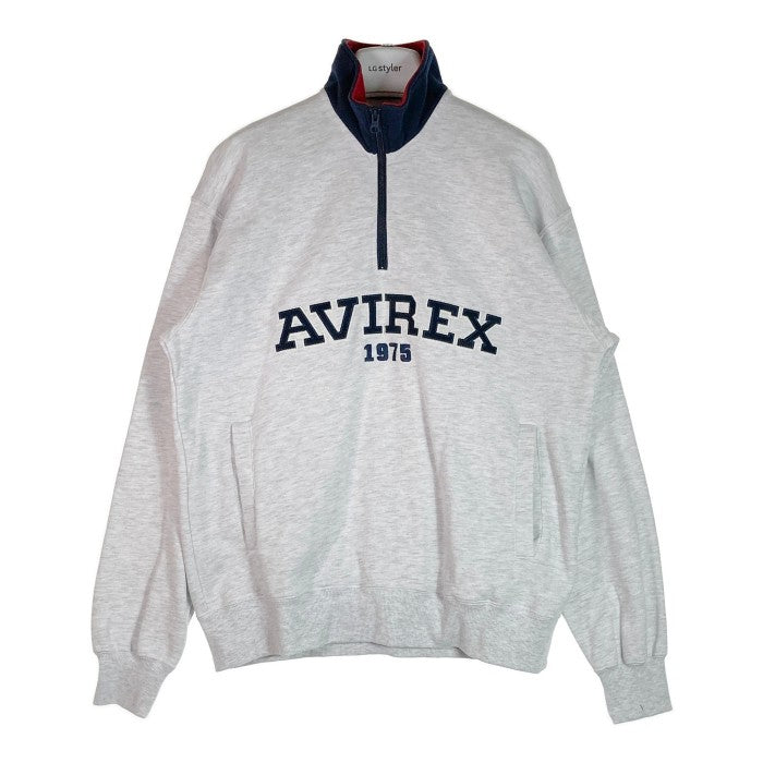 AVIREX アヴィレックス 783-3130042 LOGO HALF ZIP SWEAT ロゴ ハーフジップ スウェット グレー sizeM 瑞穂店