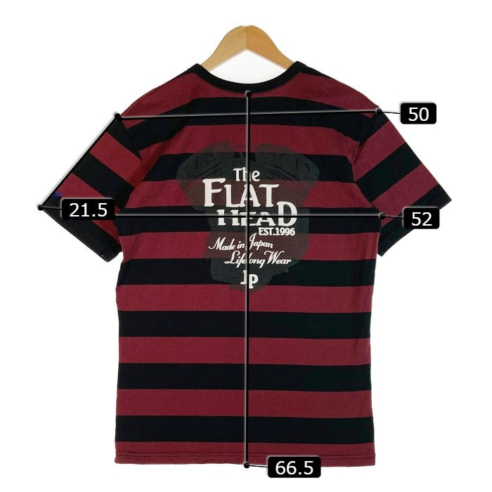 THE FLAT HEAD フラットヘッド ボーダーTシャツ 臙脂 レッド × ブラック size42 瑞穂店