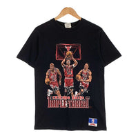 US古着 90's CHICAGO BULLS シカゴブルズ TRIPLE-THREAT プリントTシャツ ジョーダン ピッペン グラント  NUTMEG ブラック Size L 福生店