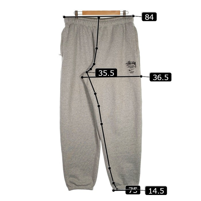 NIKE ナイキ 20AW STUSSY ステューシー International FLEECE SWEAT PANT インターナショナル フリース スウェットパンツ ロゴ刺繍 グレー Size L 福生店