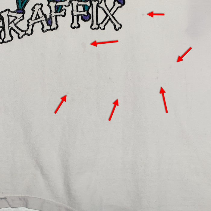 US古着 90's GRAFFIX Print Tee グラフィックス プリント Tシャツ ピエロ ホワイト Hanes Size XL 福生店