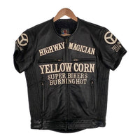 YELLOW CORN イエローコーン ショートスリーブ パンチングレザージャケット ブラック Size M 相当 福生店