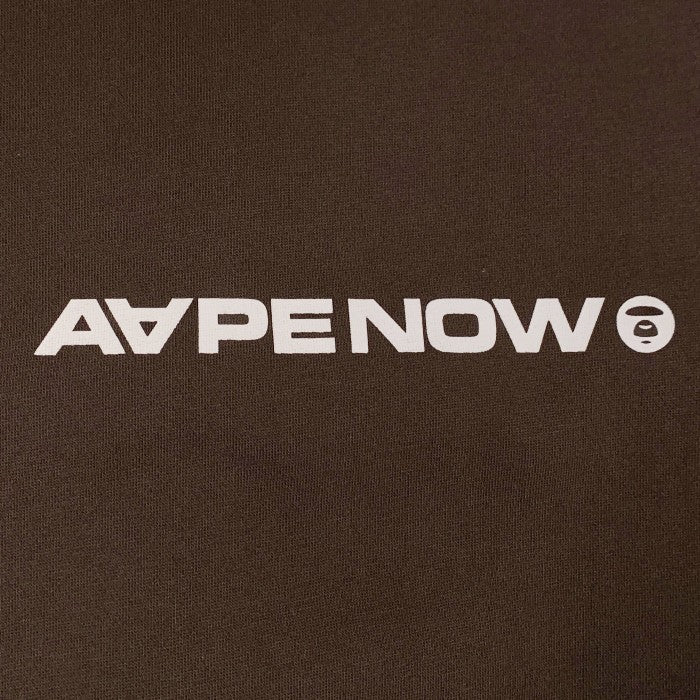 AAPE NOW アベイシングエイプ プルオーバースウェットパーカー ブラウン ラバー プリント Size M 福生店