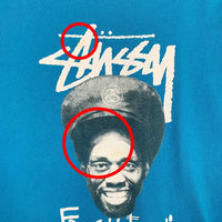 STUSSY ステューシー FRESH LIVIN プリント Tシャツ ブルー メキシコ製 Size XL 福生店