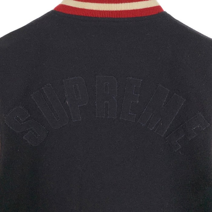 SUPREME シュプリーム 02AW New York Varsity Jacket バックアーチロゴ バーシティジャケット スタジャン ウール ブラック レッド Size XL 福生店