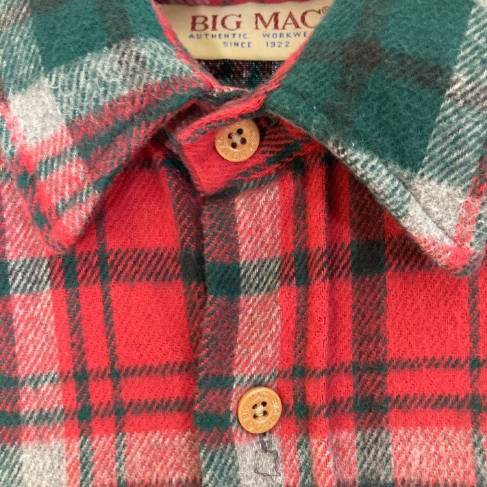 BIG MAC ビッグマック USA製 80s チェックシャツ レッド×グリーン sizeM 瑞穂店
