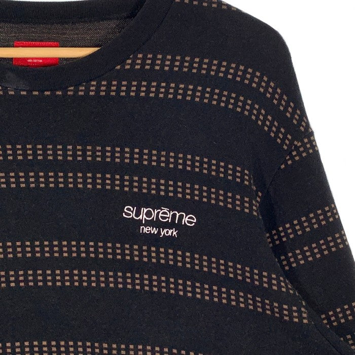 SUPREME シュプリーム 18SS Dash Stripe Crewneck ダッシュストライプ クルーネックスウェットトレーナー ブラック Size L 福生店