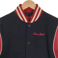 SUPREME シュプリーム 02AW New York Varsity Jacket バックアーチロゴ バーシティジャケット スタジャン ウール ブラック レッド Size XL 福生店
