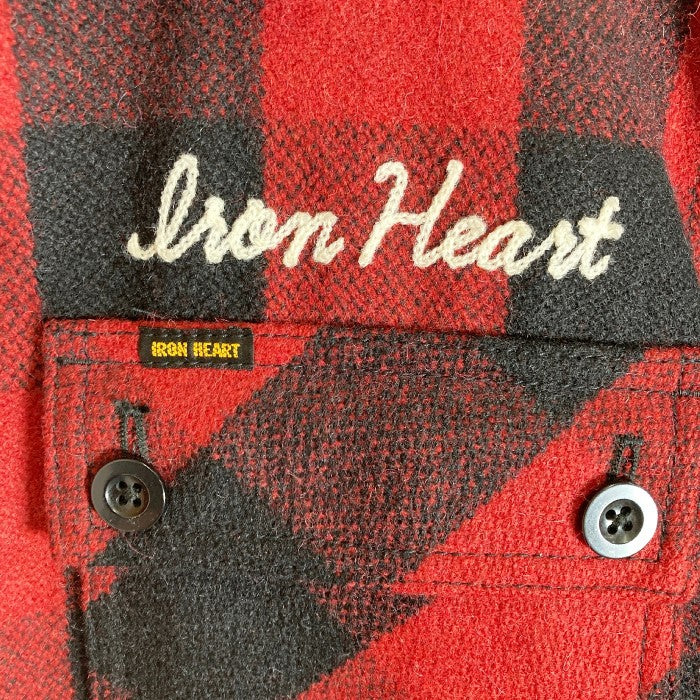 IRON HEART アイアンハート IHW メルトンウール バッファロージャケット レッド×ブラック sizeL 瑞穂店